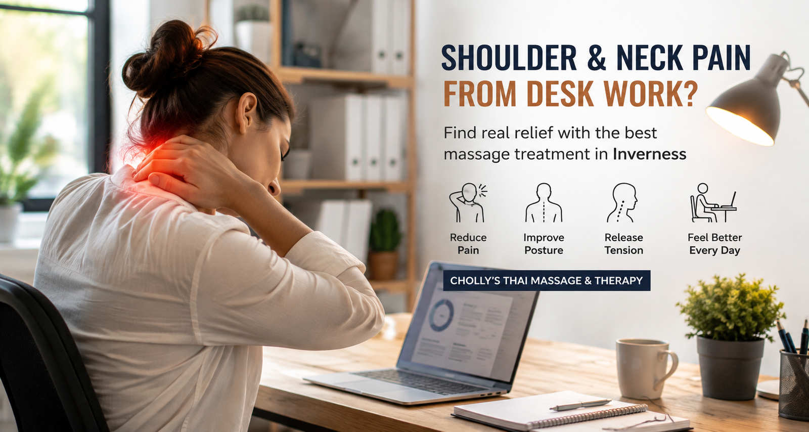 Shoulder and Neck Pain from Desk Work? Best Massage Treatment in Inverness - Cholly thai massage
